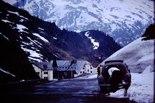 JUNE 1961 Beautiful Snowy Street Scene Classic Car Kodachrome  Slide CI-D