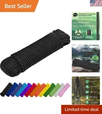 All-Purpose 90 Feet x 3/8 Inch Black Utility Rope – Waterproof & UV Resistant