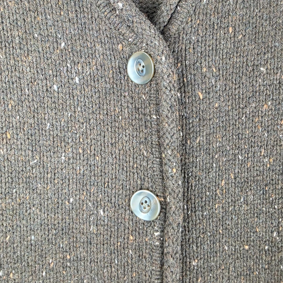 Cárdigan Suéter Cabela’s Marrón Tweed Mezcla de Lana Botón L Abuelo de Hong Kong Foto 3 de 4