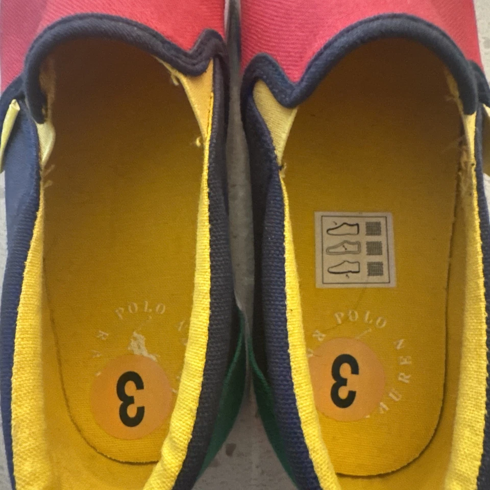 Mocassim POLO Ralph Lauren para crianças multicolorido novo sem etiquetas tamanho 3 - Imagem 3 de 4