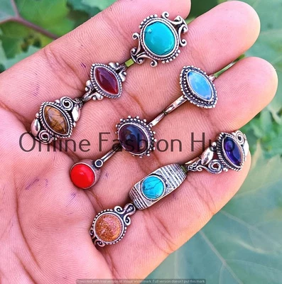 Luxueux lot de bagues en améthyste et mélange, bijoux en argent sterling 925,... - Photo 1/3