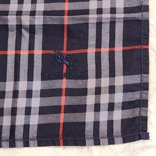 Burberry Navy Blue House Check Handkerchief Pocket Square Embroidered Knight 19"