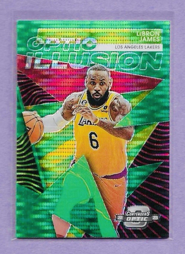 2022-23 Contenders Optic Illusion Green Pulsar Prizm LeBron James Lakers 13/25