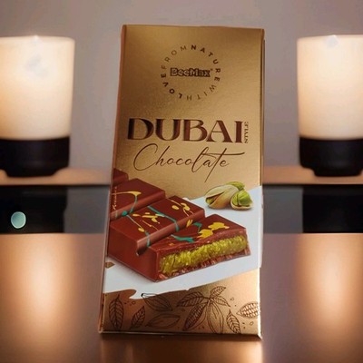 BeeMax Dubai Chocolate Bar 7.5oz with Premium Cocoa, Pistachio Cream, & Kadayif