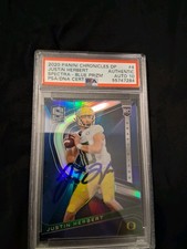 Psa10 Panini Spectrum Blue Prism Justin Herbert Rookie On Card Auto. rookie card picture