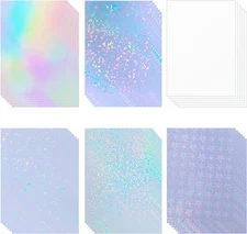 36 Sheets Holographic Sticker Paper Clear iridescent, pastel 