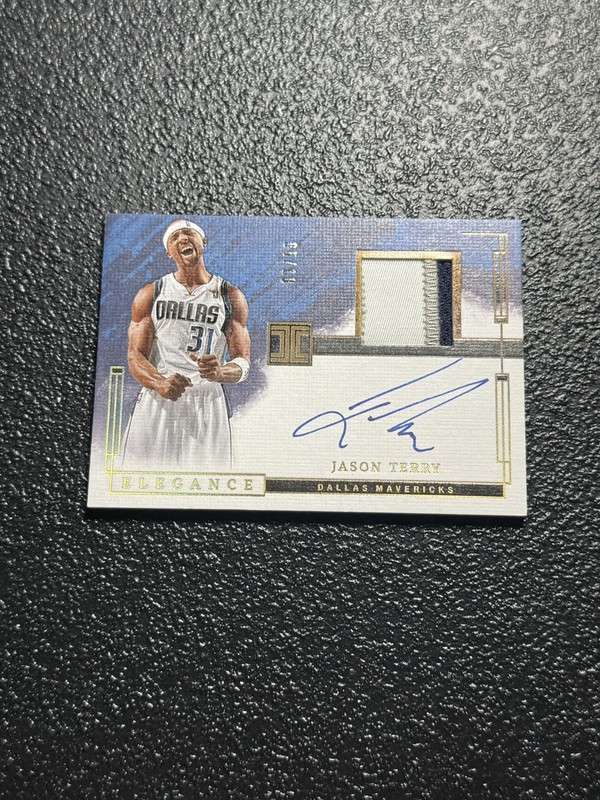 2023 Panini Elegance ERJ-JTD Jason Terry Game Used Patch Auto Mavericks Gold /10