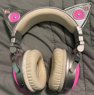 Brookstone Ariana Grande Cat Ears Headphones Torn Ear Cushions EUC