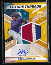 Adael Amador 2022 Panini Elite Extra Edition Gold Patch Auto 03/10