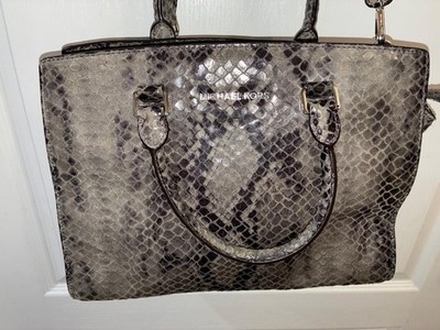 Michael Kors Gray Snakeskin Satchel Tote Shoulder Bag Leather Purse   Fast Ship