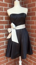THE LIMITED Satin Black White Dress Convertible Strapless Reversible Sash Bow 4
