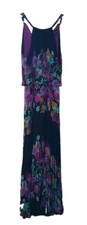 XSCAPE Joanna Chen Pleated Halter Maxi Dress Gown Size 6 Floral Event Formal