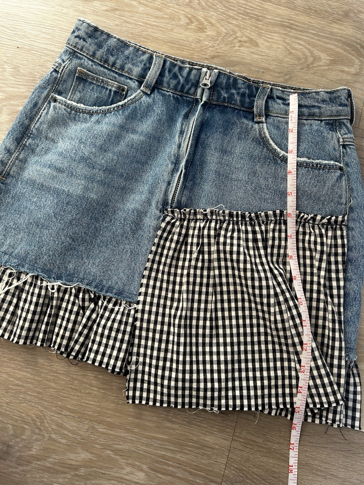 Zara TRF Patchwork Gingham Mini Skirt Cottagecore… - image 4
