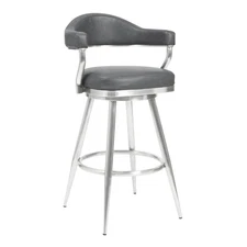 Armen Living Amador 30" Bar Height Barstool in Brushed Stainless Steel and Vinta