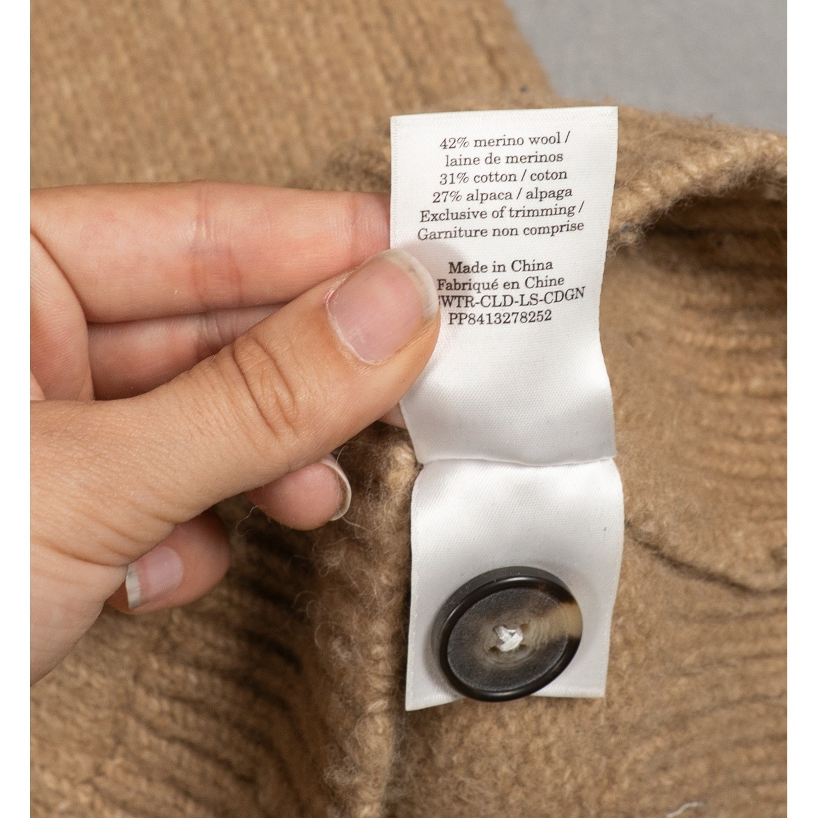 Everlane XXL Tan Cloud Knit Wool Alpaca Blend Button Front Cardigan Sweater image 8