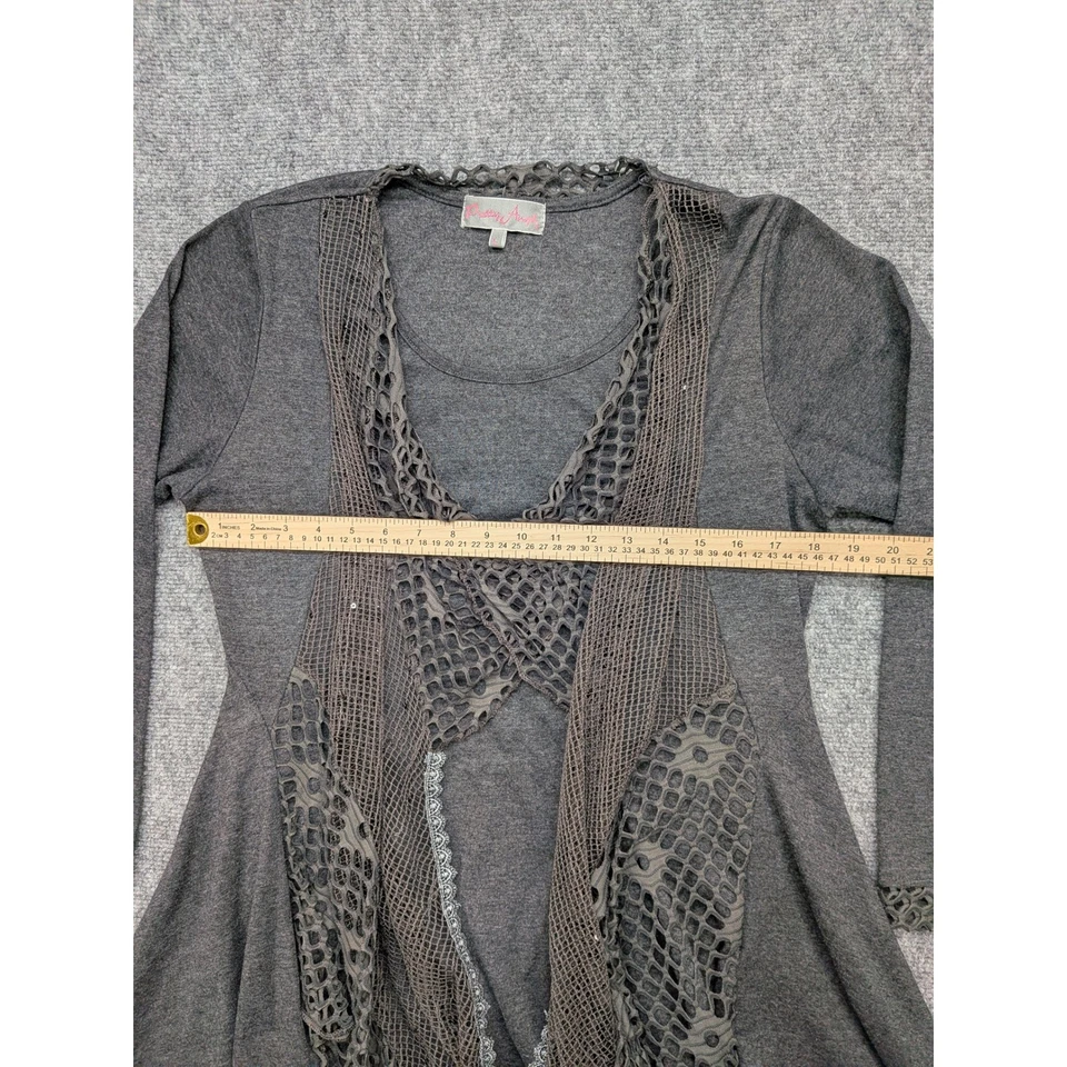 Pretty Angel Top Women's L Crochet Trim Open Front Grunge Boho Forest Fairy Silk - Image 4 of 4