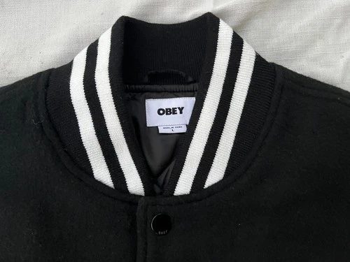 OBEY Shepard Fairey AUTHENTIC 2024 PREMIUM LEAGUE ICON VARSITY BOMBER JACKET NWT image 3
