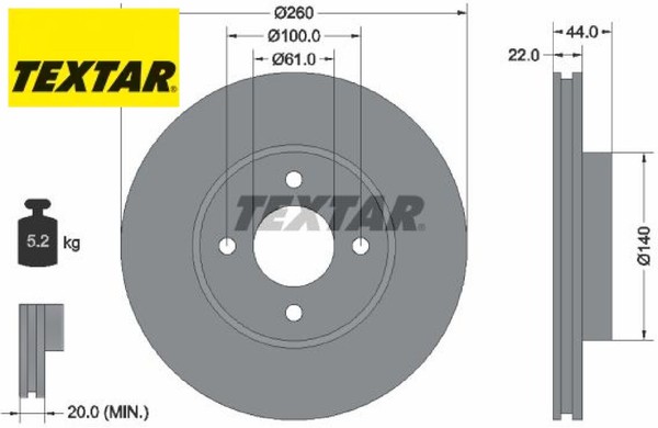2X Bremsscheibe Textar 92239903 2 Bremsscheiben Vorderachse Vorne FüR Nissan-image