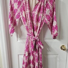 Kahora Palm Beach Pink Floral Tie-Waist Dress Medium