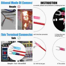 Insulated 10 Stud Heat Shrink Fork Wire Spade Crimp Terminal Connector 500/50x