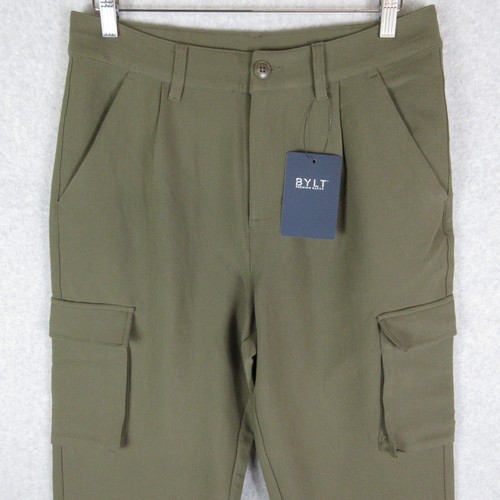 Bylt Pants Womens Large Green Dark Taupe Cargo Outdoor Casual Midtown Straight - Picture 2 of 14