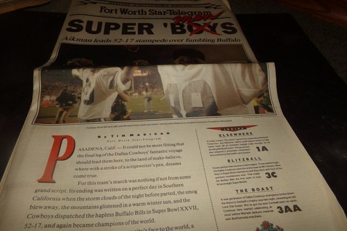 Fort Worth Telegram Super Bowl 27 Dallas Cowboys Buffalo Bills  Michael Jackson  - Picture 4 of 12