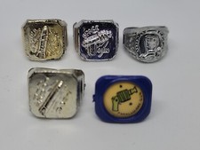 Vintage Lot 5 Space Age Ray Gun Air Force Gumball Machine Toy Rings cowboy