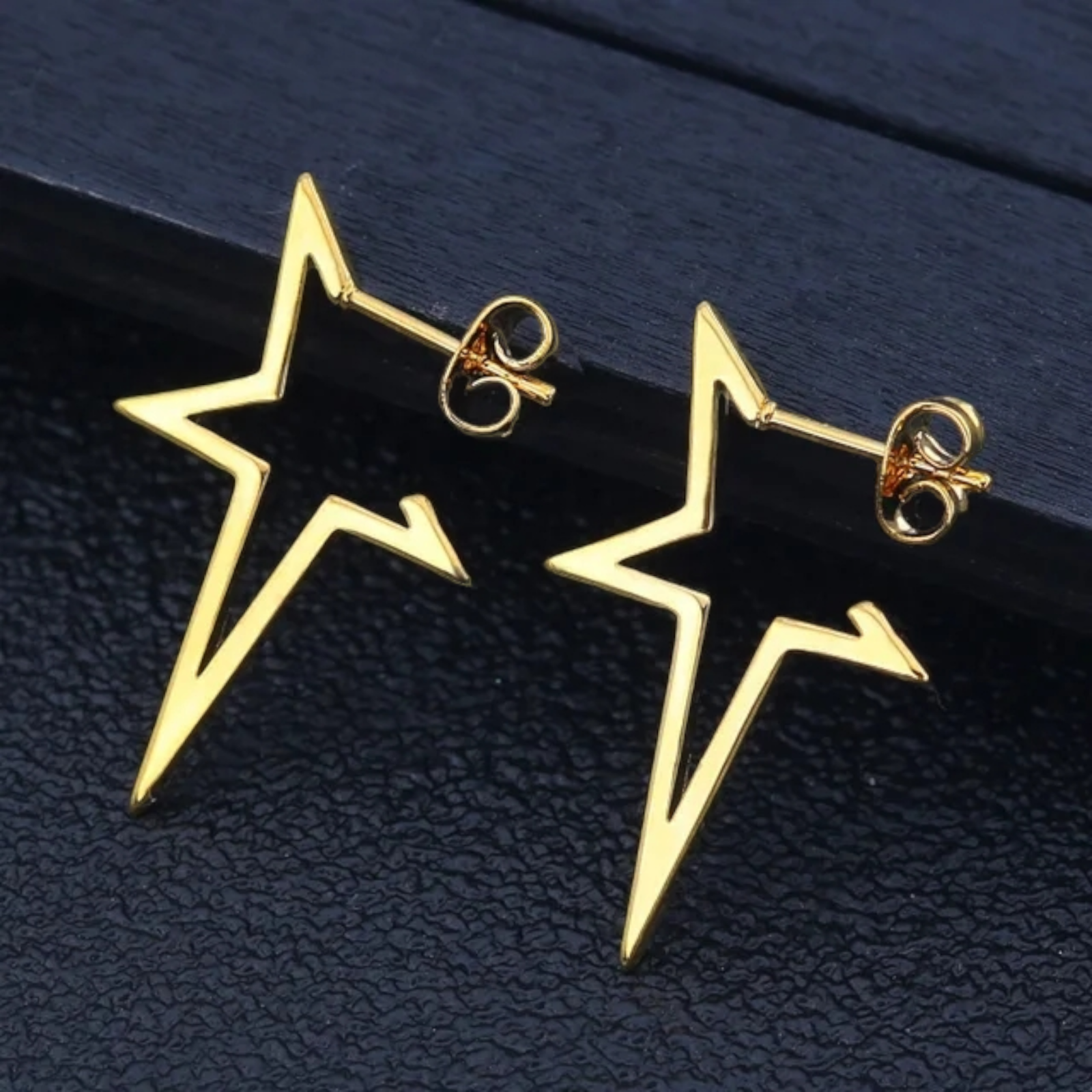 Stainless Steel Gold Plated Star Stud Earrings Unisex Fashion Jewelry Women, Men