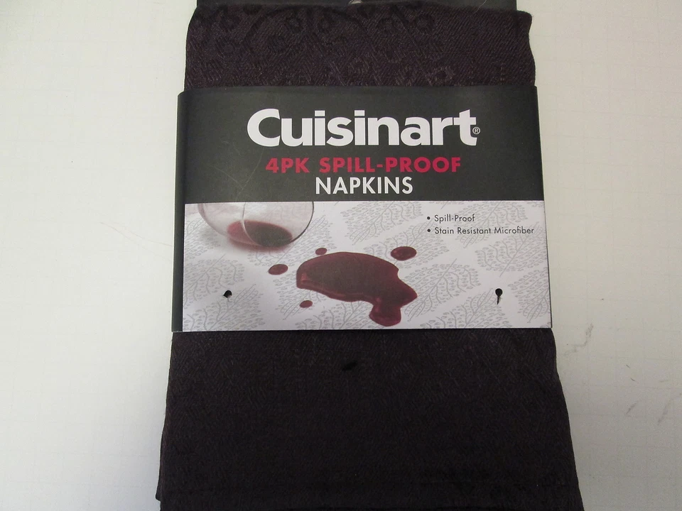 Servilletas moradas/de uva de Cuisinart, paquete de 4 a prueba de derrames, nuevas en paquete Foto 2 de 3