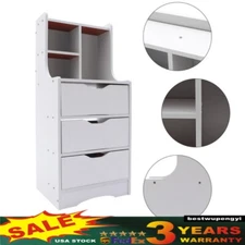 3 Drawers Dresser with Top Cabinet, Nightstand End Bedside Table Storage Cabinet