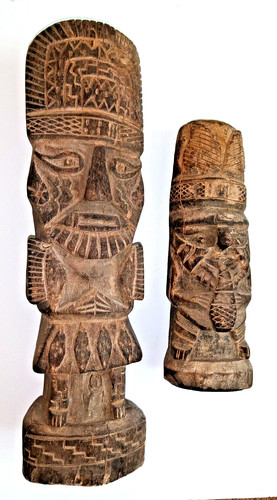 Antique Native American Wooden Spanish & Polynesian Tikis Florida 1813