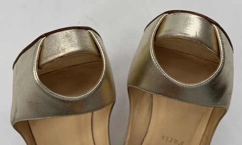Christian Louboutin Gold Metallic Leather Peep Toe Platform Pump sz 38.5 - Picture 6 of 6