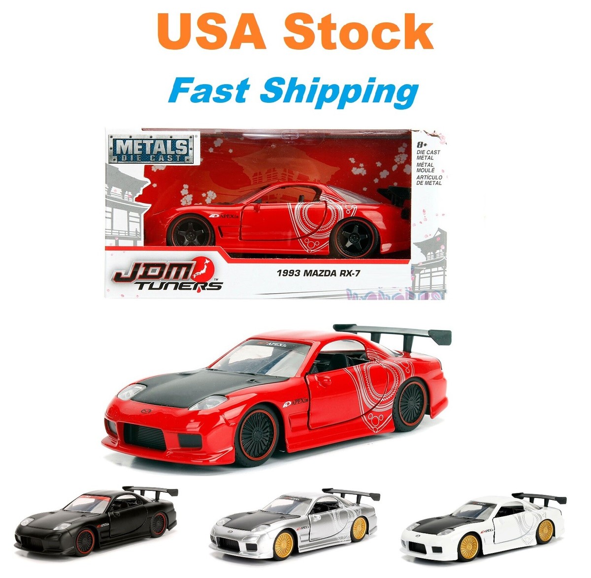 JDM Tuners 1993 Mazda RX-7 Hardtop Metals Die Cast Jada 98573WA1