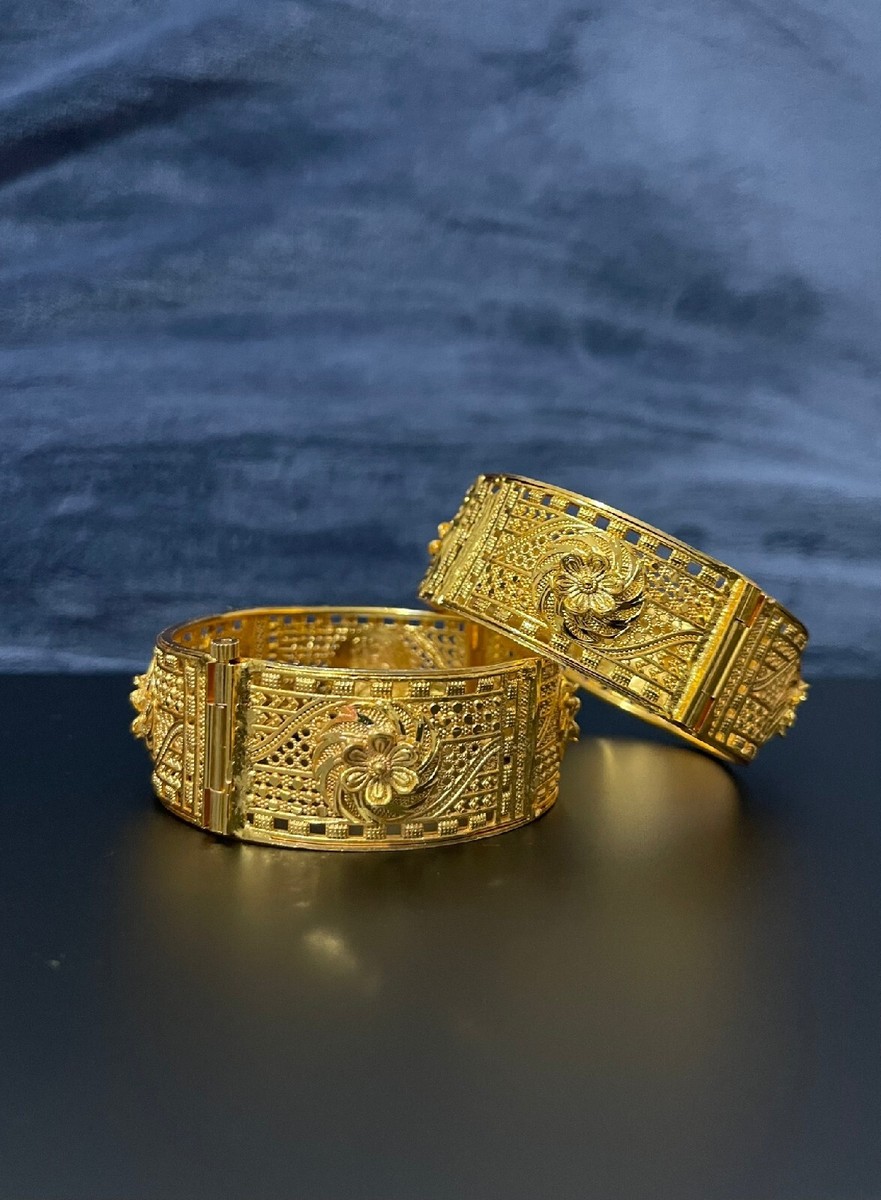 22k gold plated wide karas/2thick bangles