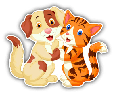 Cartoon Cat And Dog Love Car Bumper Sticker Decal