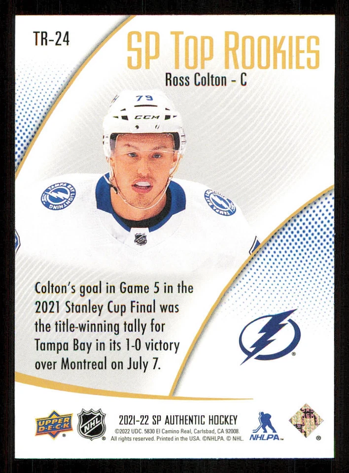 2021-22 SP Authentic Top Rookies Blue #TR24 Ross Colton - Image 2 of 2