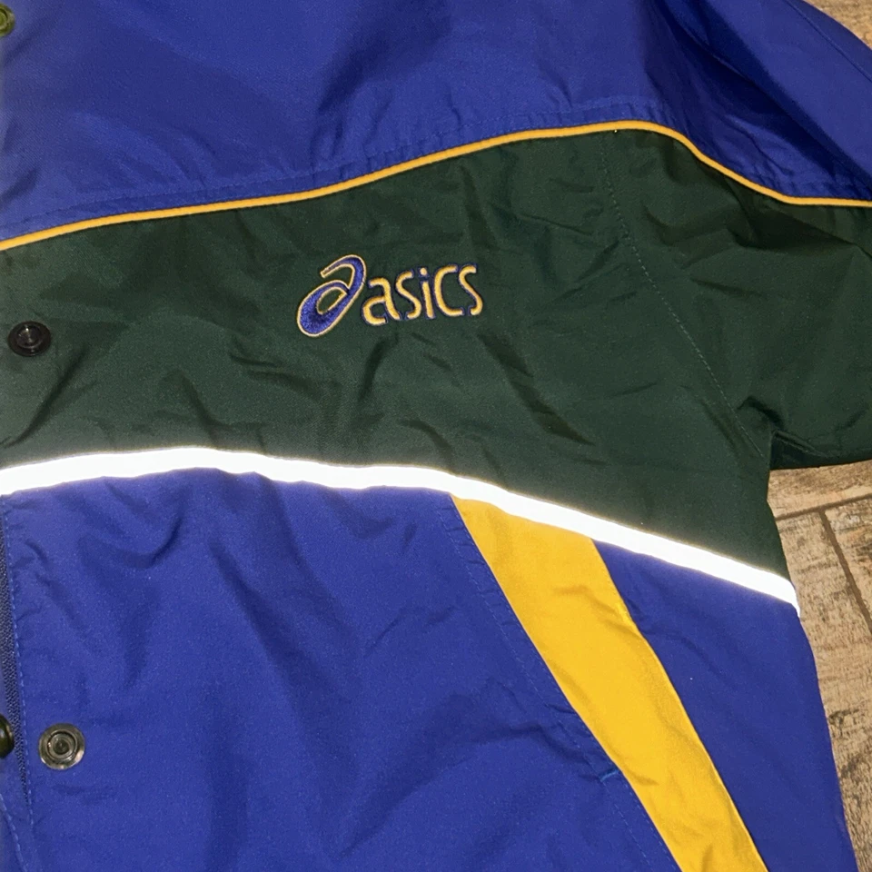 Rare Vintage 90’s ASICS Wind Jacket Vented Gelanots Purple Yellow Womens Medium - Image 3 of 4
