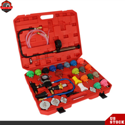 33PCS Radiator Pressure Tester Kit Coolant Vacuum Type Cooling System Adapters