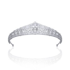Luxury All CZ Cubic Zirconia Classical Queen Wedding Tiara Crown For Women