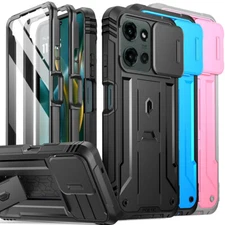 For Moto G 5G 2025 Case Poetic Built-in-Screen Kickstand Slide Camera Cover