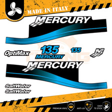 Decalcomania Adesivi Motore Fuoribordo Mercury 135 cv - Saltwater AZZURRO