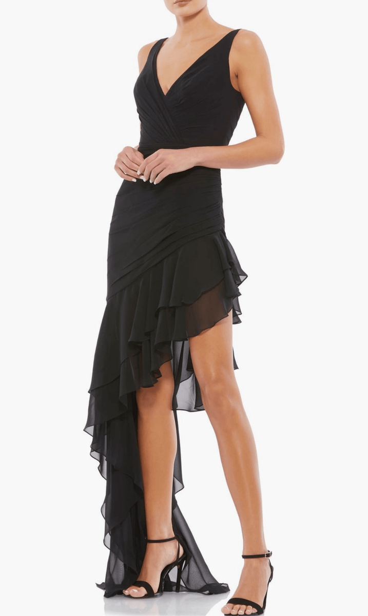 ruffle asymmetric sheath dress mac duggal Ruffled One Shoulder Asymmetrical Gown
