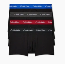 Calvin Klein Men's 4-Pack Cotton Stretch Wicking Low Rise Trunk, Multicolor, XL