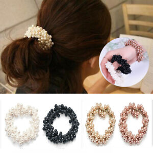 16 Pearls Beads Hair Rope DIY Seamless Hair Rings Elastic Hair Bands Hair Ties# 