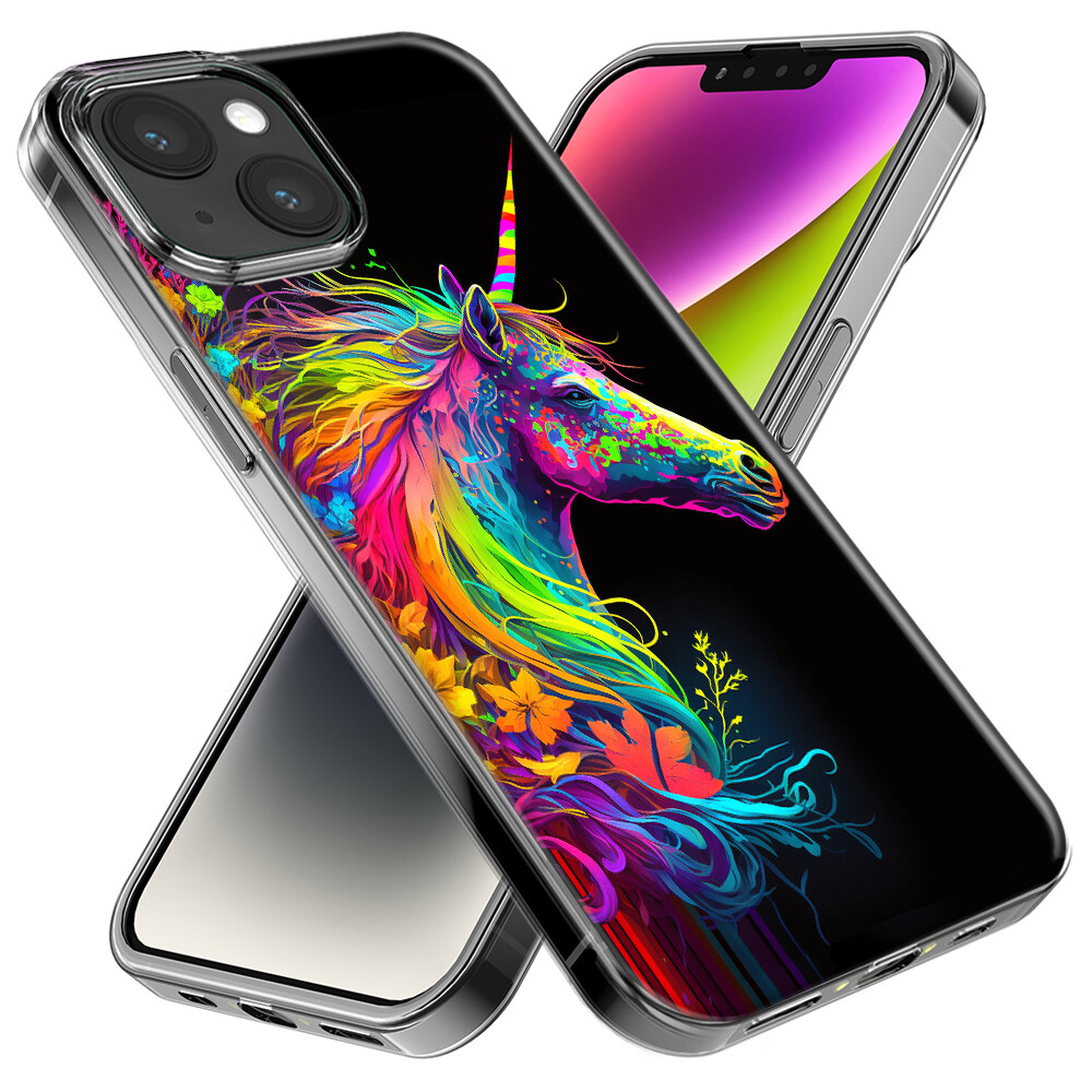 For Apple iPhone 11 Pro Shockproof Neon Rainbow Unicorn Floral Case