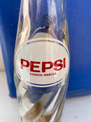 Pepsi Cola Swirl German Glass Drink Soda Bottle Limonade