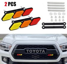 2x Fit Toyota Tacoma Tundra Tri-color Front Grille Cover Badge Emblem Car Decor