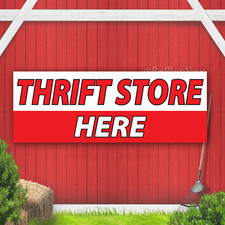Thrift Store Here Indoor Outdoor Vinyl Banner Design