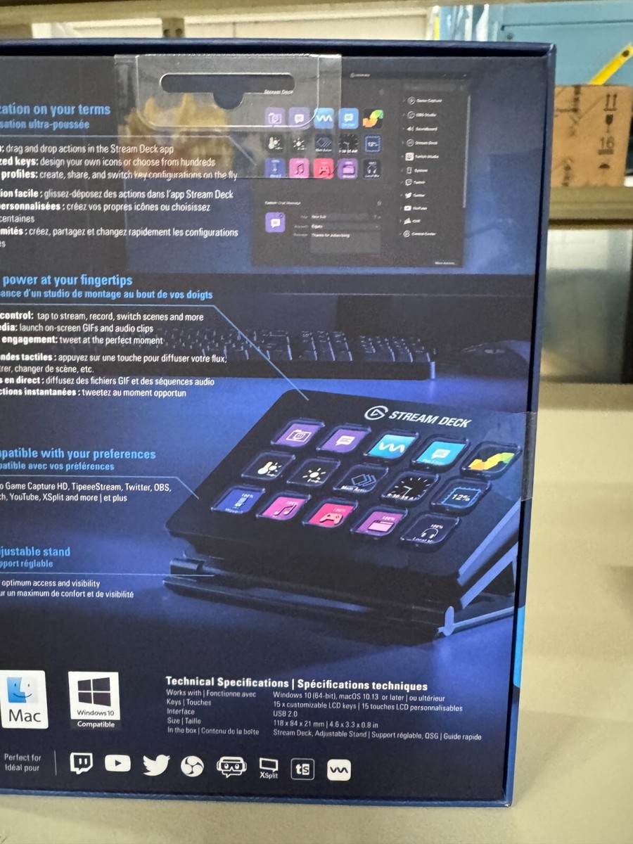 elgato STREAM DECK 10GAA9901 美品 Elgato 10GAA9901 Full size Wired Mechanical USB Keypad with