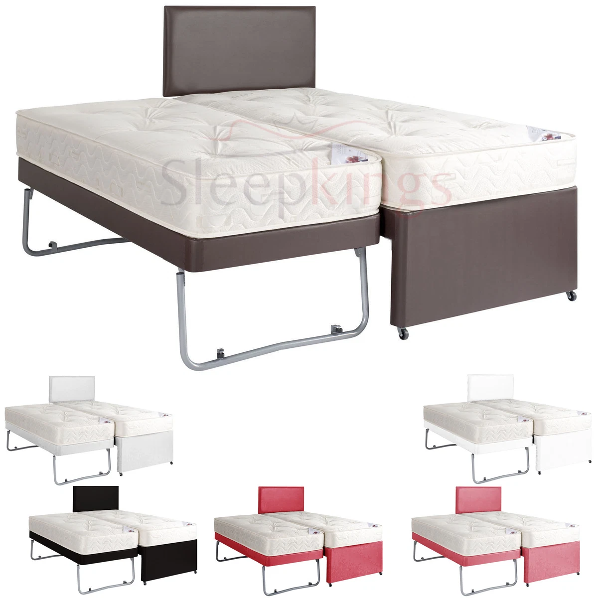 White leather trundle bed deals